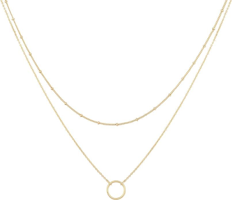 MEVECCO Layered Heart Necklace Pendant Handmade 18k Gold Plated Dainty Gold Choker Arrow Bar Laye... | Amazon (US)