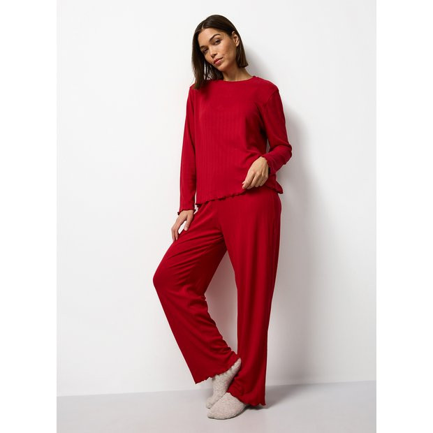 Red Pointelle Pyjamas XS | Tu Clothing
