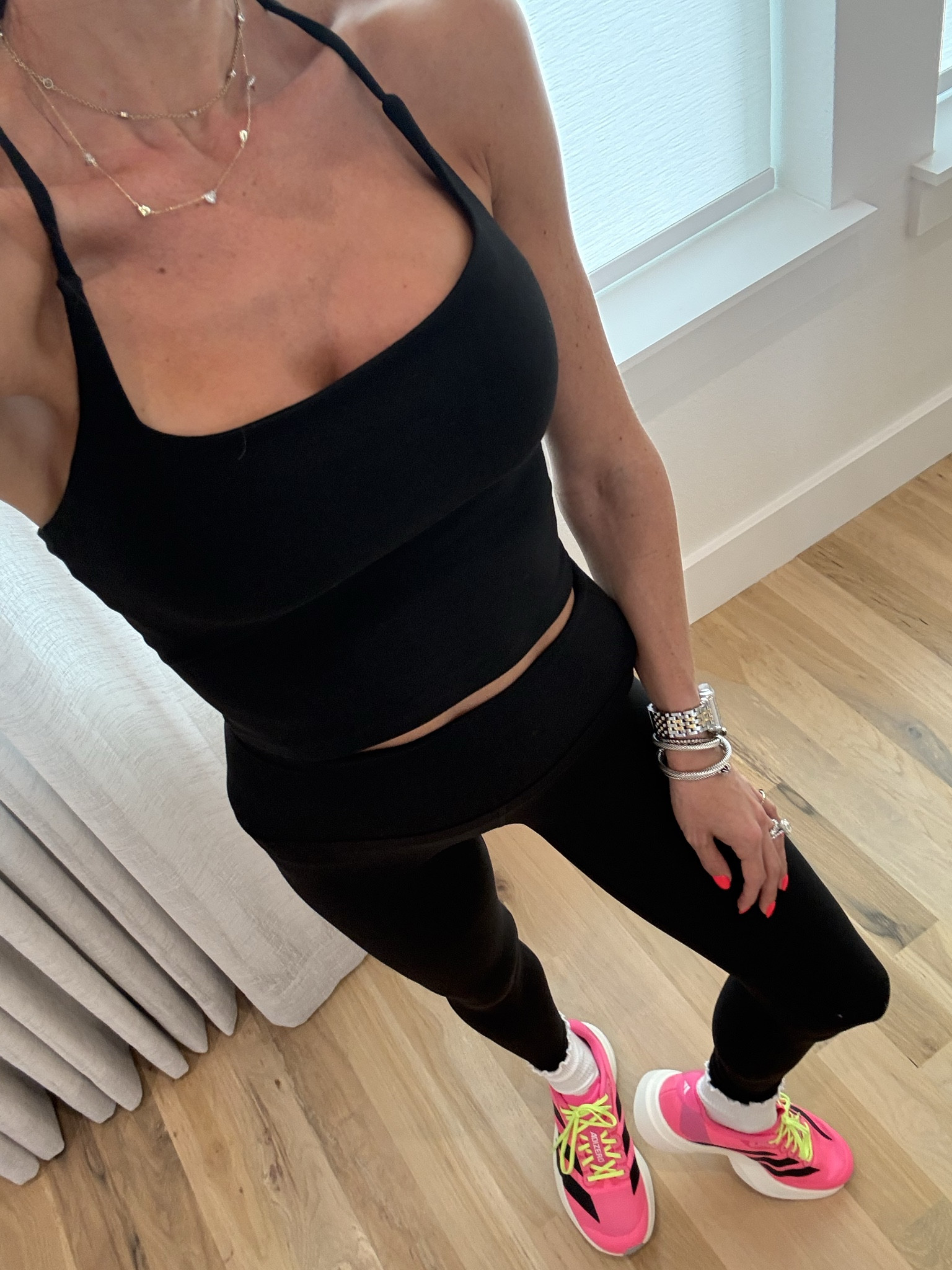 Black matching active set that actually fits! Leggings are so soft and the fit is so good size xxs leggings xs tank sneakers for walking 

#LTKfitnessgoals #LTKActive #LTKPetite