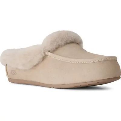UGG(r) Ansley Genuine Shearling Trim Suede Mule in Black at Nordstrom, Size 6 | Nordstrom