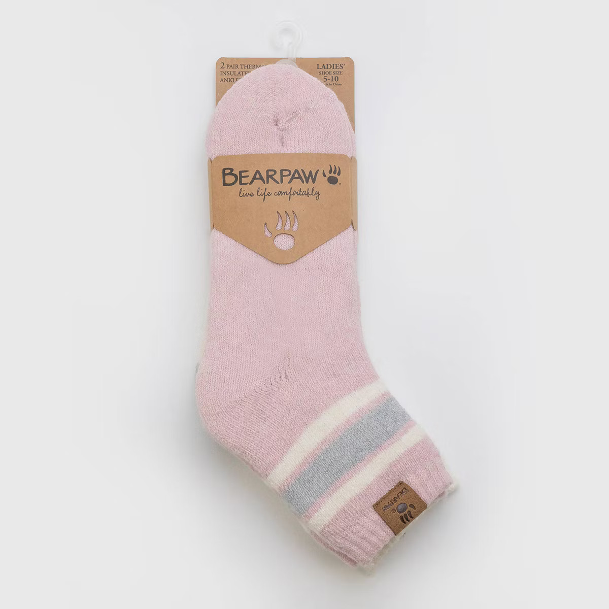 Bearpaw Women's Brushed Terry Anklet Socks Multi Striped 2pk - Lotus | Target