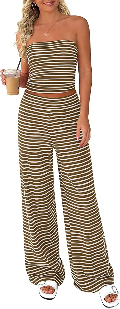 PRETTYGARDEN Two Piece Striped Sets for Women Summer Travel Outfits 2026 Spring Y2K Going Out Vac... | Amazon (US)