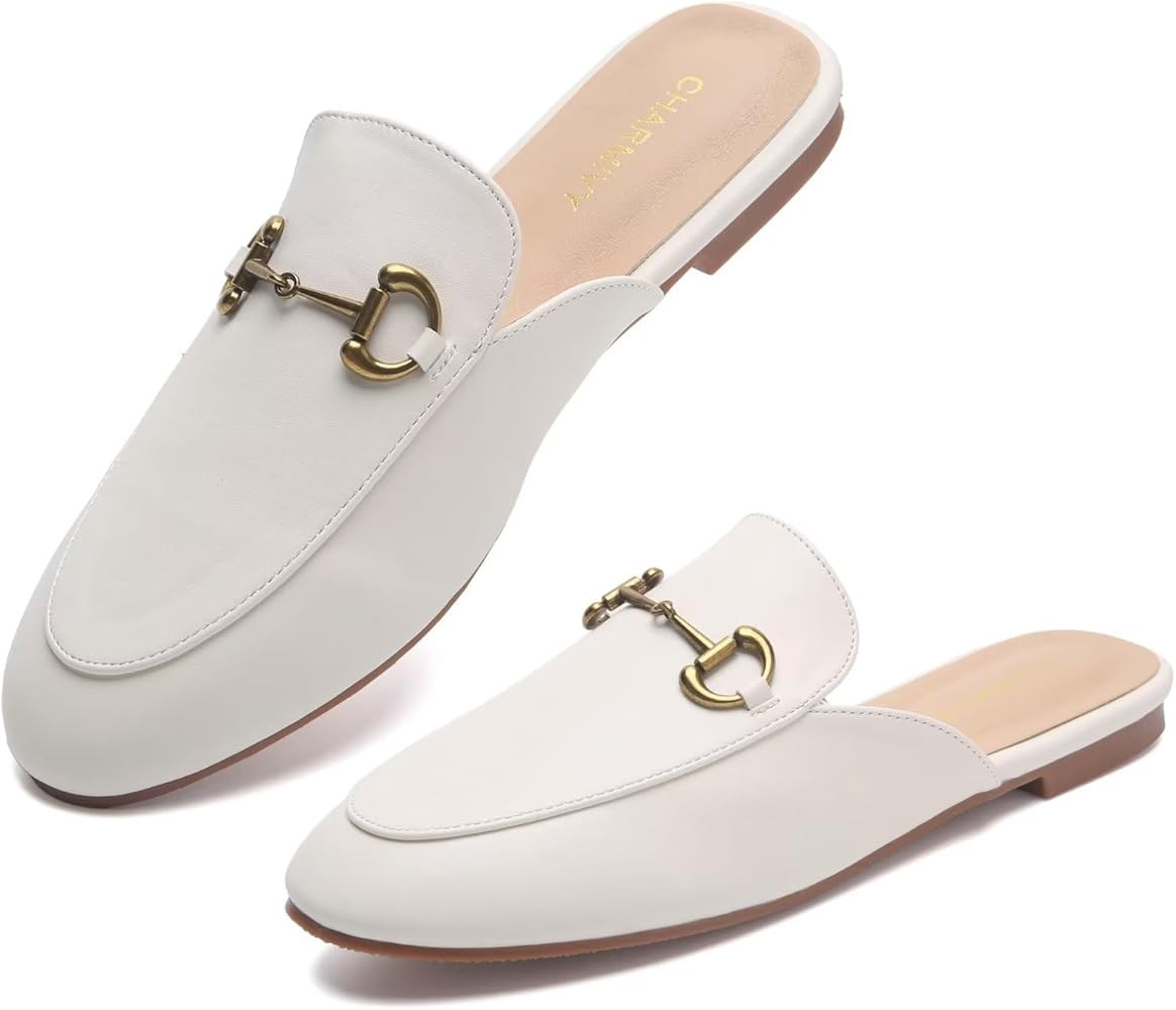 Charmivy Mules for Women Comfortable Slip-on Flats-Backless-Round Toe Slides with-Metal-Decoratio... | Amazon (US)