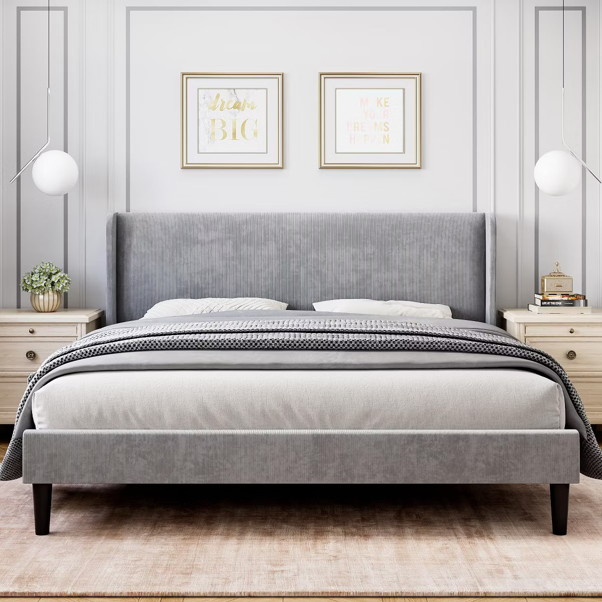 Garvee Queen Upholstered Bed Frame with Wingback Headboard, Luxurious Velvet Upholstery Platform ... | Target