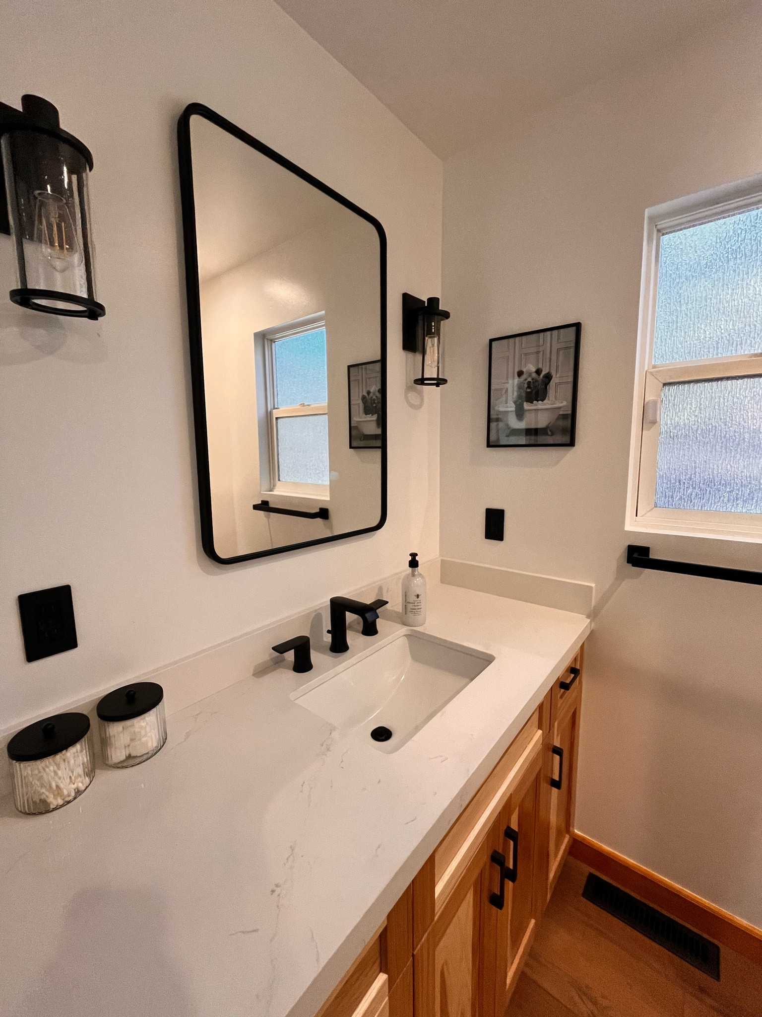 Bathroom remodel. Quartz is from Arizona Tile in Ontario (slab is called Pilar). Floors are Grande Petronas Oak by CoreTek. Alll other items linked...

#LTKHome