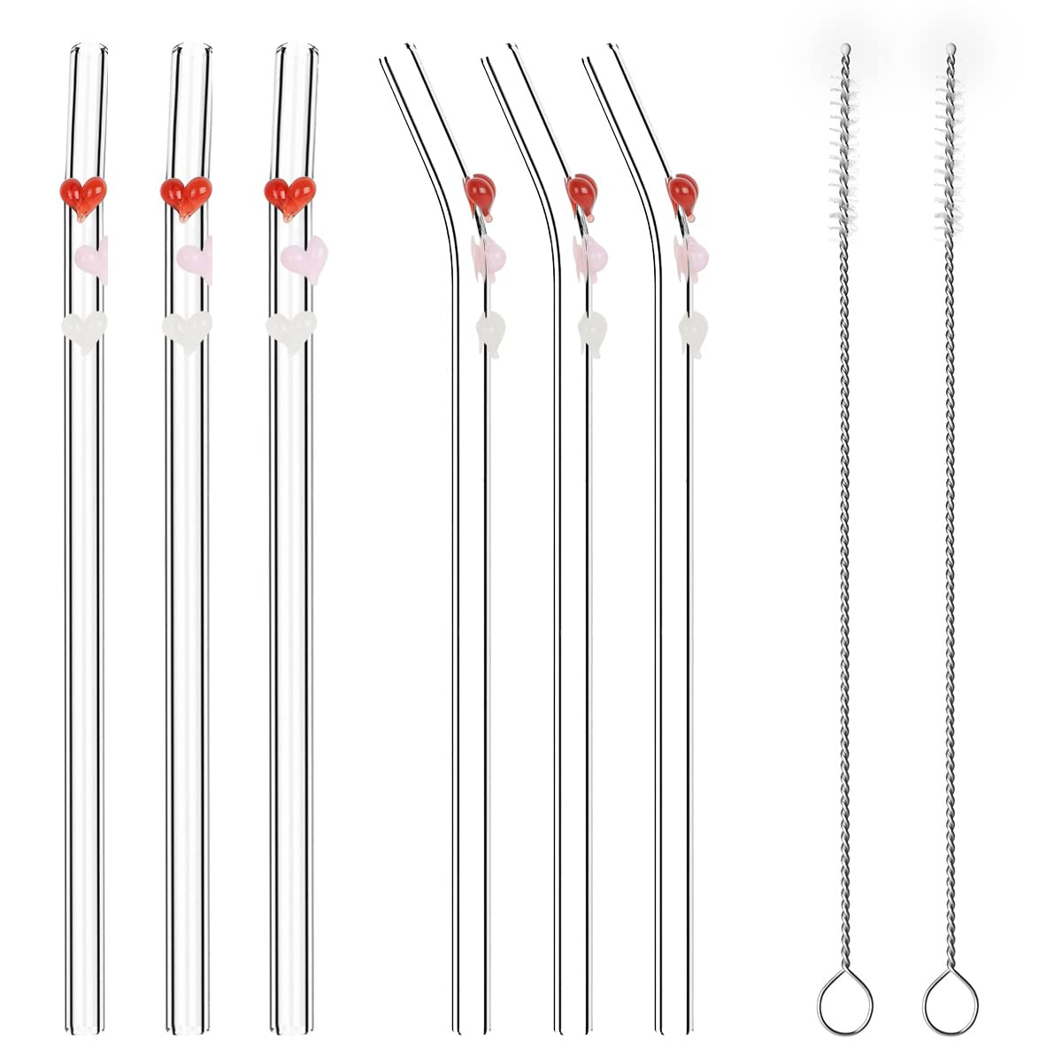 6PCS Reusable Glass Straw Design Glass Straw,Colorful Straws Cocktails Bar Accessories Cleaning B... | Amazon (US)