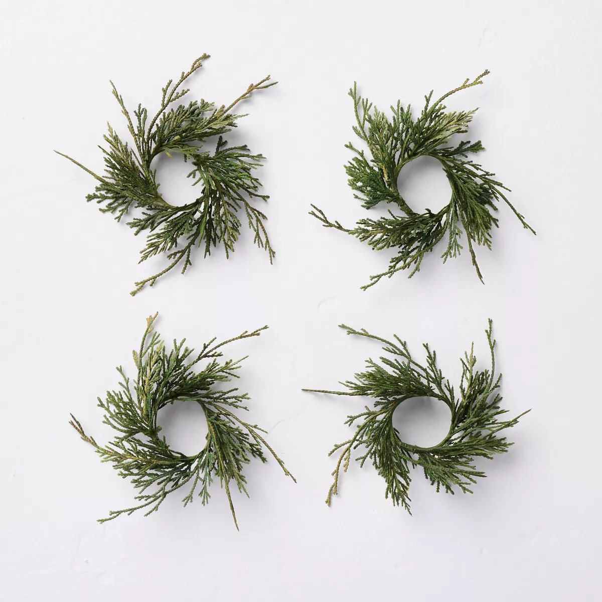 Faux Cypress Sprig Christmas Napkin Rings (Set of 4) - Hearth & Hand™ with Magnolia | Target