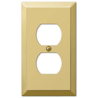 Hampton Bay Metallic 1 Gang Duplex Steel Wall Plate - Polished Brass 163DBRHB | The Home Depot