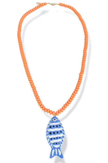 In The Tropics Blue Orange Fish Beaded Necklace | The Willow Tree