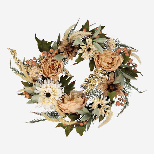 Green & Orange Artificial Autumn Wreath 61x61cm | TK Maxx