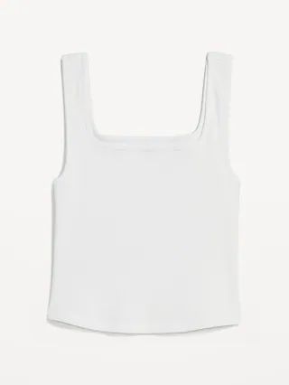 Fitted Square-Neck Ultra-Cropped Rib-Knit Tank Top for Women | Old Navy (US)
