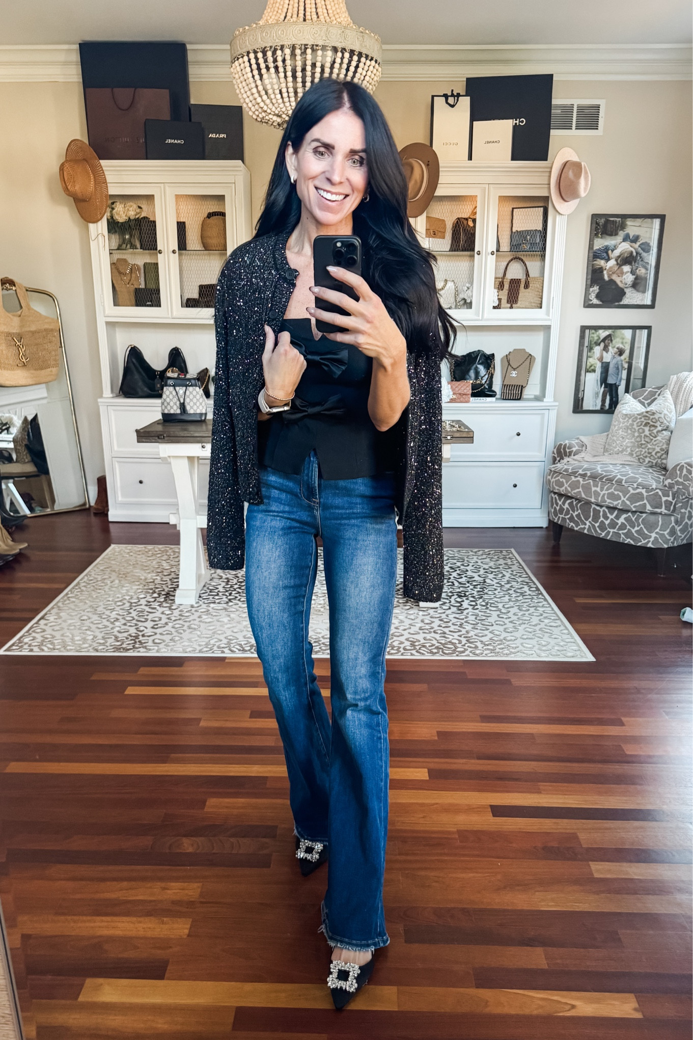 XS top
Small cardigan
25 denim 

#LTKStyleTip #LTKHoliday #LTKFindsUnder50