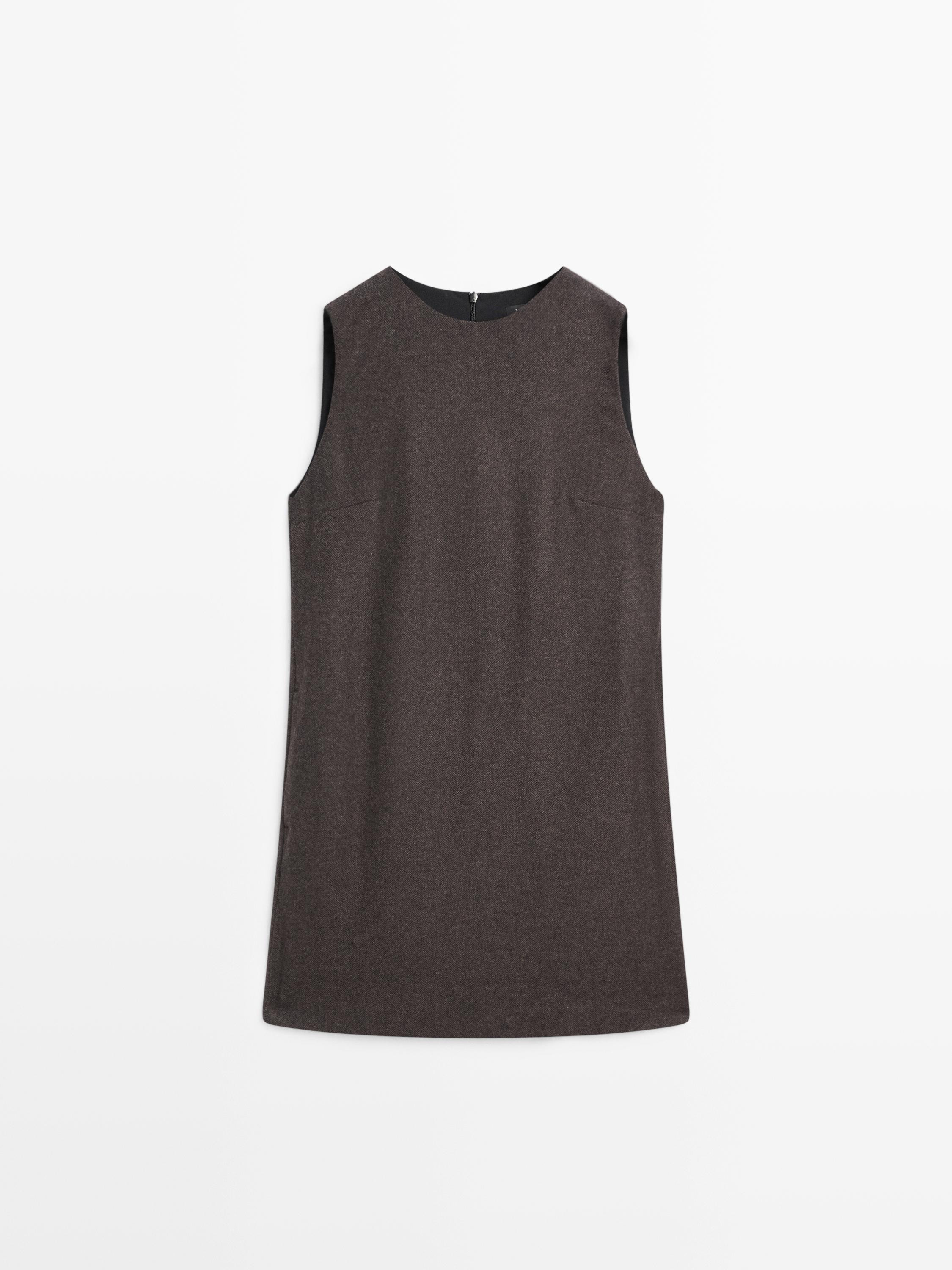 Herringbone mini dress with pockets | Massimo Dutti US