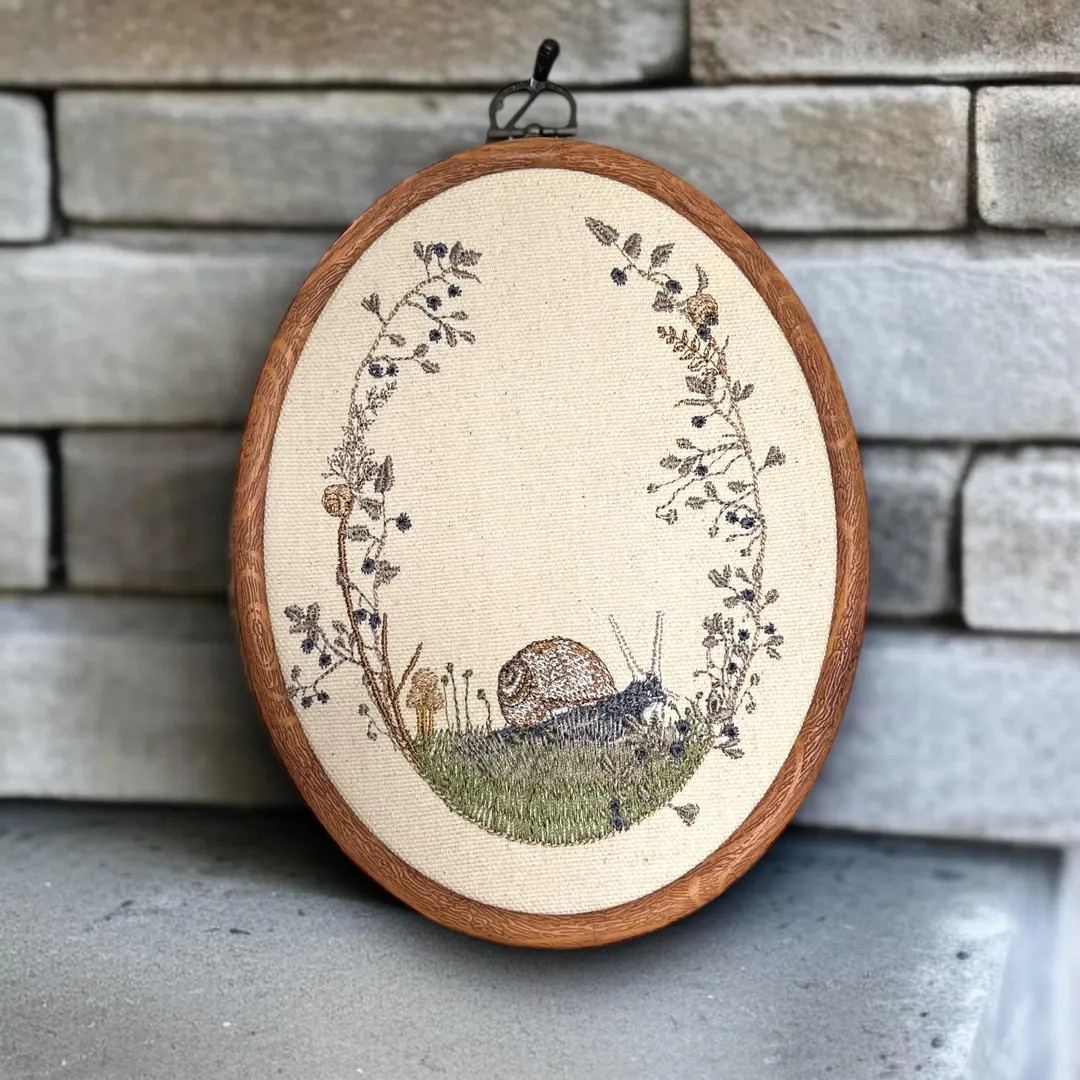 Snail Mushroom Finished Embroidery Hoop Wall Hanging, Embroidered Mushroom, Cottagecore, Home Dec... | Etsy (US)