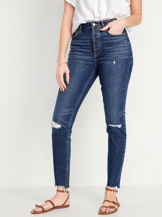 Extra High-Waisted Button-Fly Ripped Pop Icon Skinny Jeans for Women | Old Navy (US)