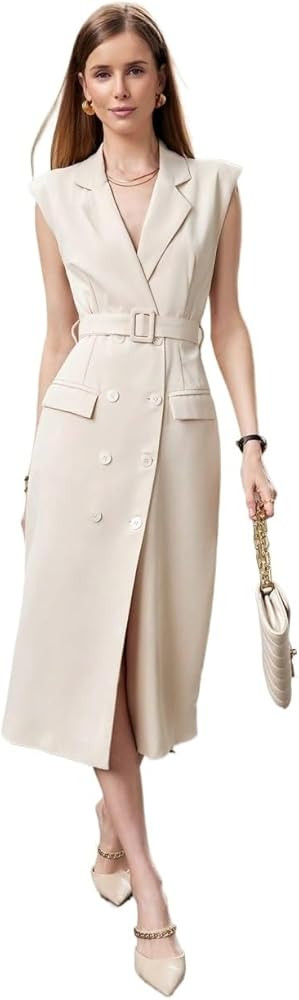 Women's 2024 casual Summer Shirt Dresses Sleeveless Midi Dress | Amazon (US)