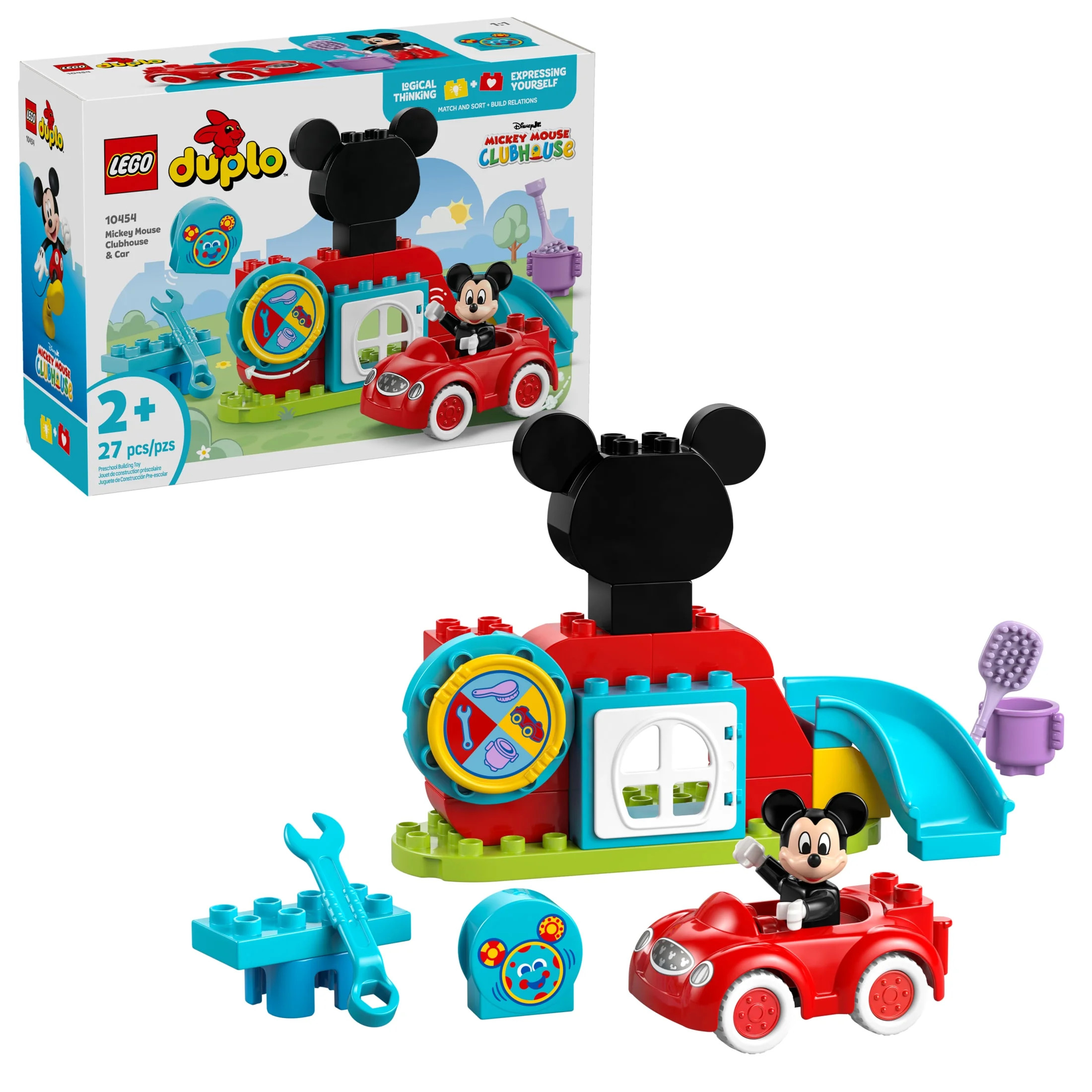 LEGO DUPLO Disney Mickey Mouse Clubhouse & Car Building Kit - Color Sorting Sensory Toy with Spin... | Walmart (US)