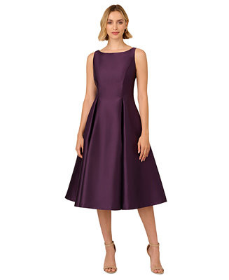 Women's Boat-Neck Fit & Flare Midi Dress | Macy's