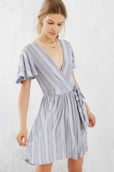 Kimchi Blue Flutter Sleeve Variegated Stripe&nbsp;Dress | Urban Outfitters US