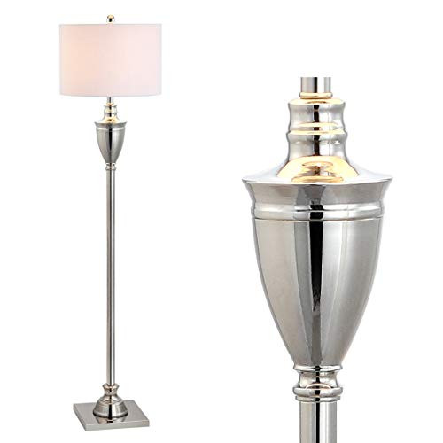 JONATHAN Y 62" Polished Nickel Metal LED Floor Lamp, Transitional Standing Lamp with White Linen Drum Shade and Grecian Urn Accent for Living Room, LED Bulb Included JYL3023A | Amazon (US)