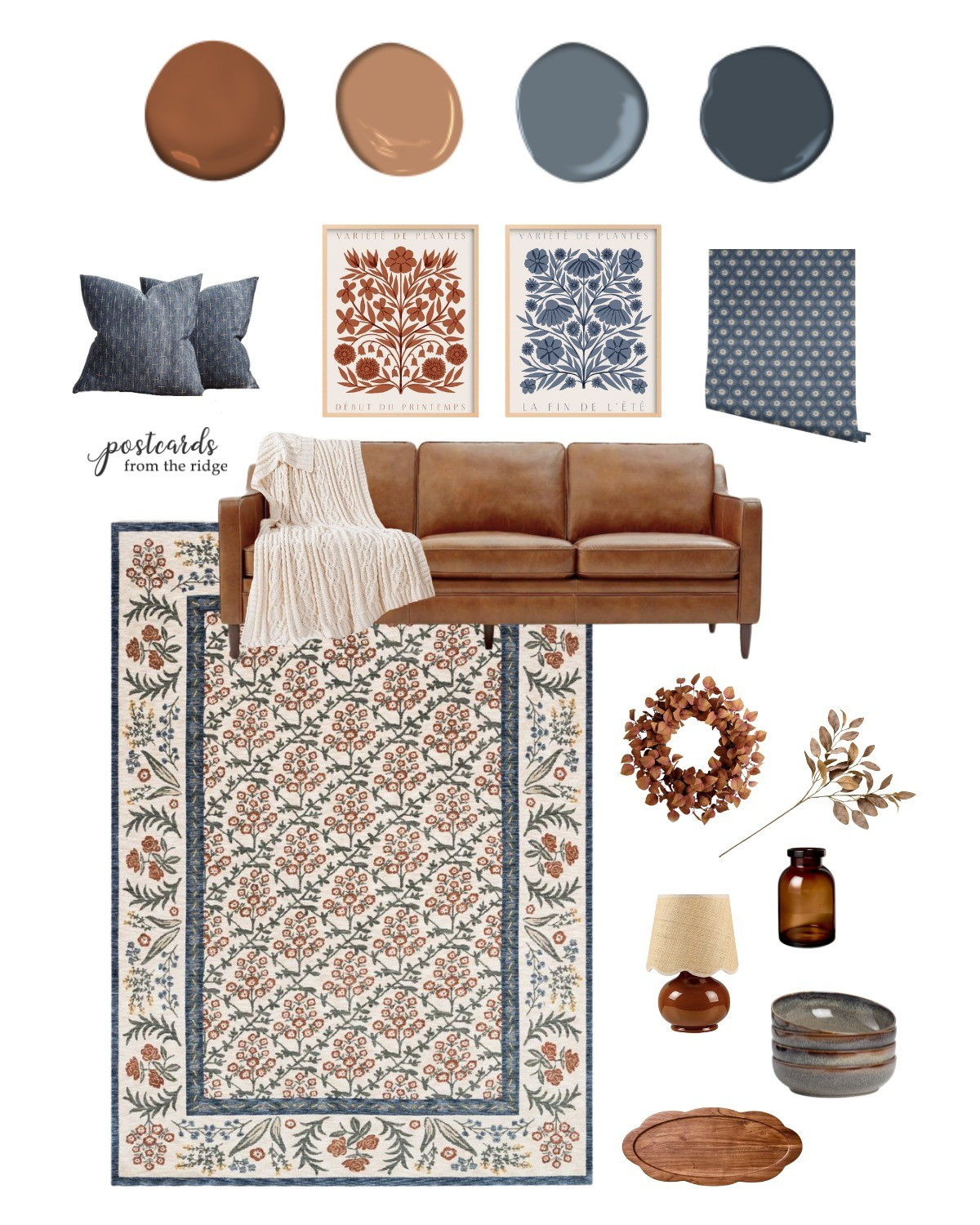 This blue and rust living room design board is full of cozy cottage charm. 

#LTKHome #LTKSaleAlert