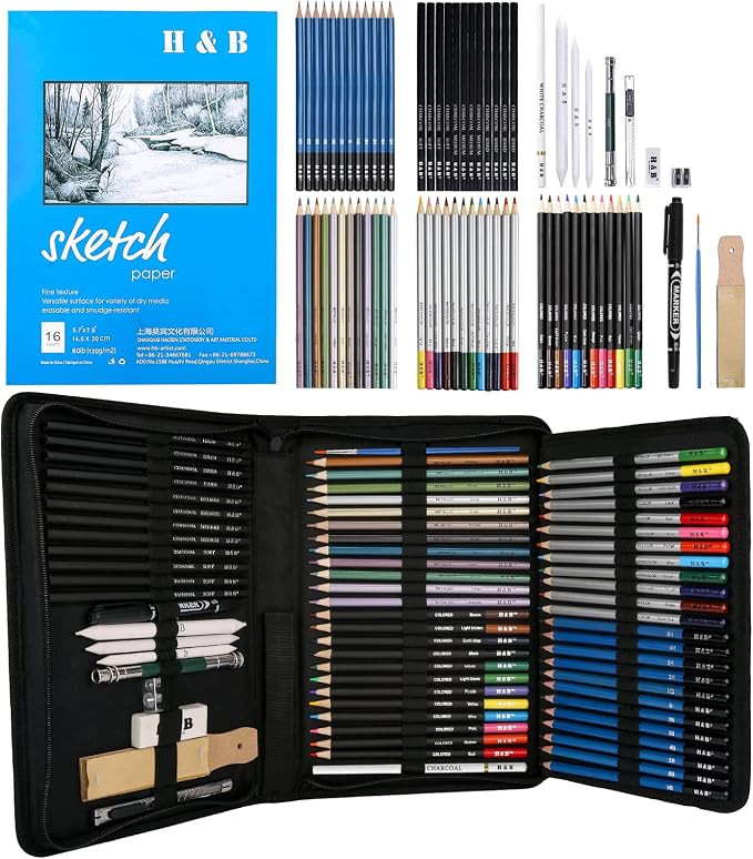 72PCS Drawing & Art Supplies Kit, Colored Sketching Pencils for Artists Kids Adults Teens, Profes... | Amazon (US)