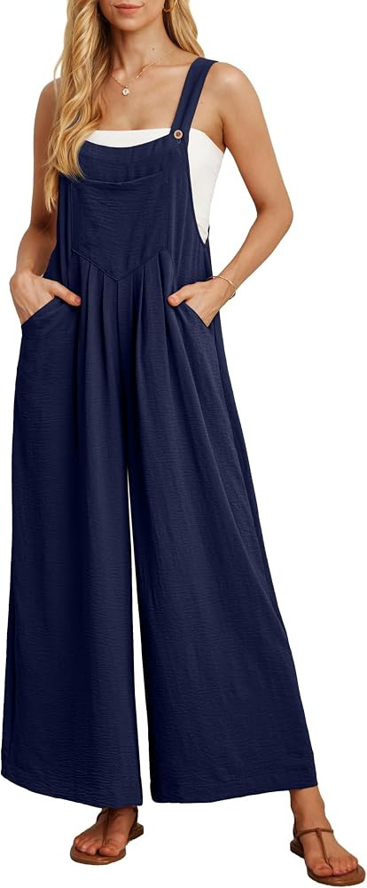 IWOLLENCE Women's Summer Jumpsuits Boho Wide Leg Overalls Casual Loose Rompers with Pockets 2026 | Amazon (US)