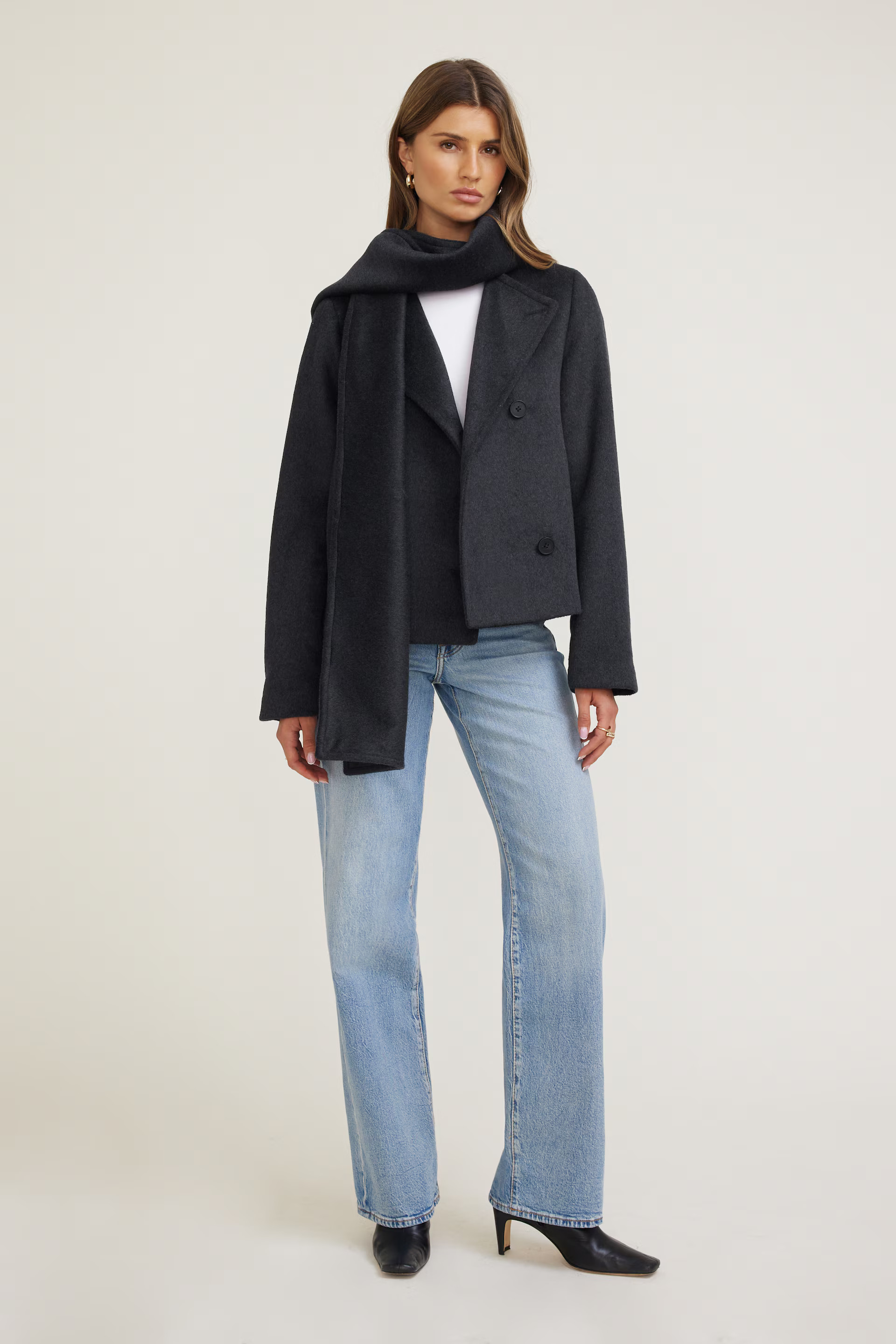 Scarfed Wool Coat | Dynamite Clothing