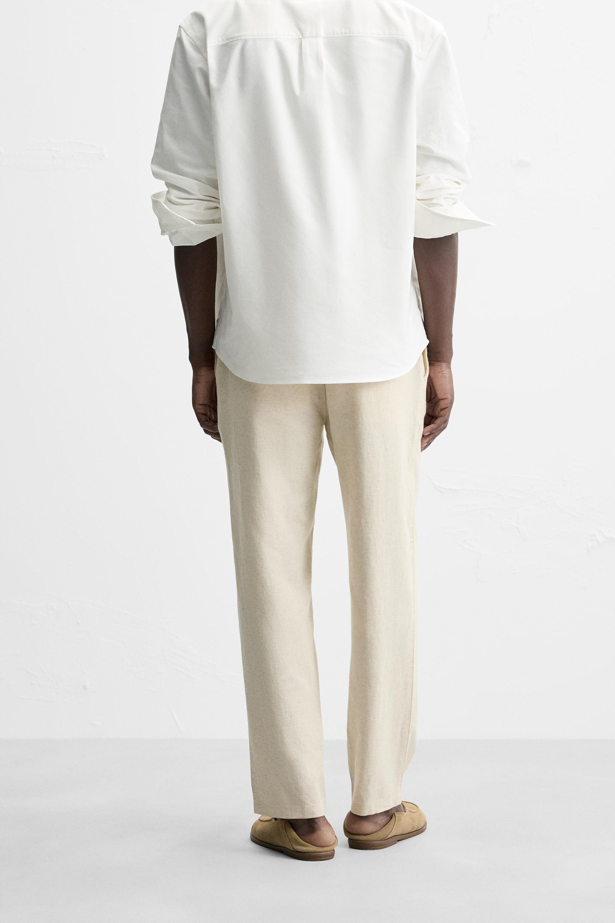 RELAXED FIT COTTON LINEN PANTS | Zara US