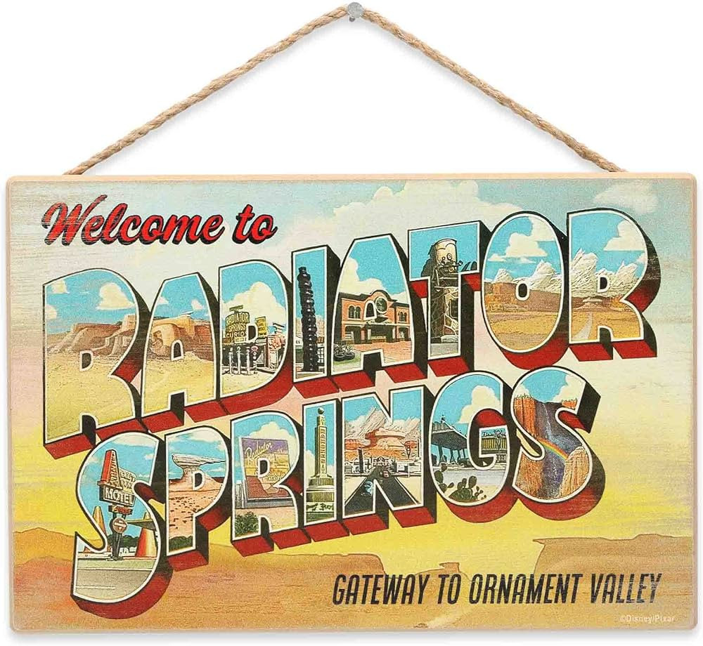 Disney Pixar Cars Welcome to Radiator Springs Hanging Wood Wall Decor - Fun Cars Sign for Kids' B... | Amazon (US)