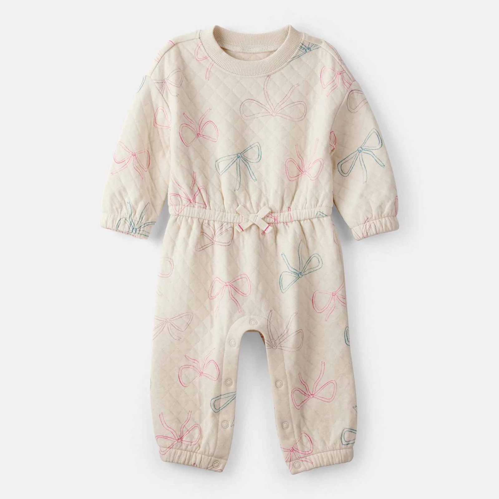 Baby Girl Carter's Bow Print Long Sleeve Jumpsuit, Girl's, Size: 24 Months, Ivory | Kohl's