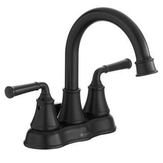 Dunston 4 in. Centerset 2-Handle High-Arc Bathroom Faucet in Matte Black | The Home Depot