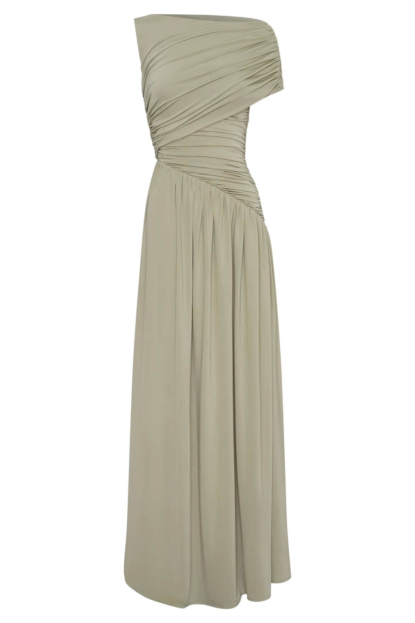 Slinky Asymmetric Maxi Dress - Sage | MESHKI US