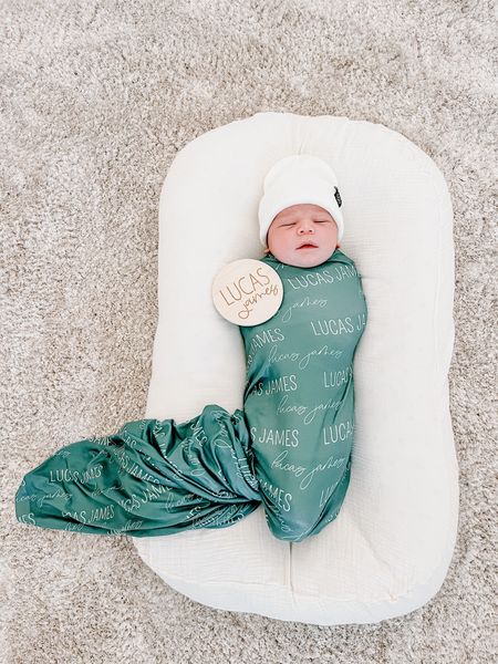 Personalized swaddle and name disc from Caden lane. We have a personalized brush too!

#LTKbaby