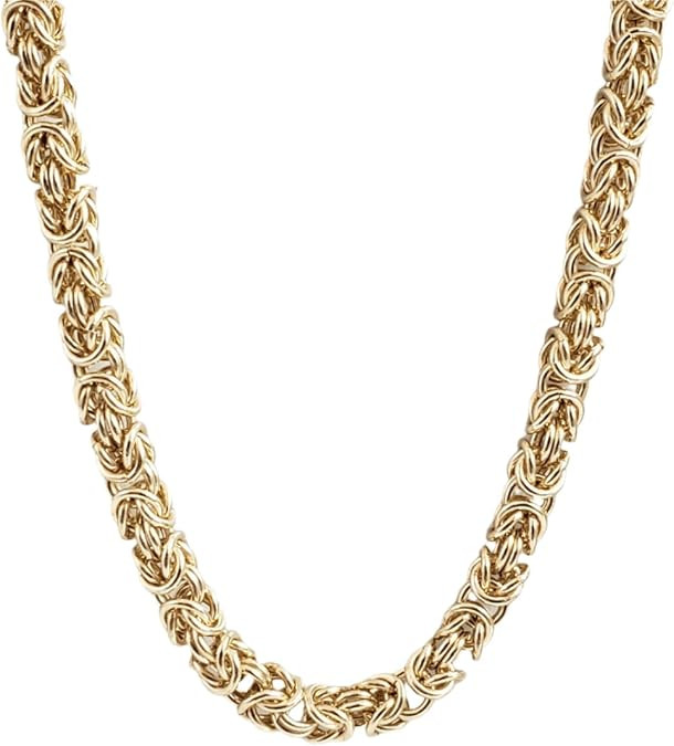 Gold Byzantine Chain Necklace for Women, 5.5mm Handwoven Layering Necklace in 18K Gold Finish, Co... | Amazon (US)