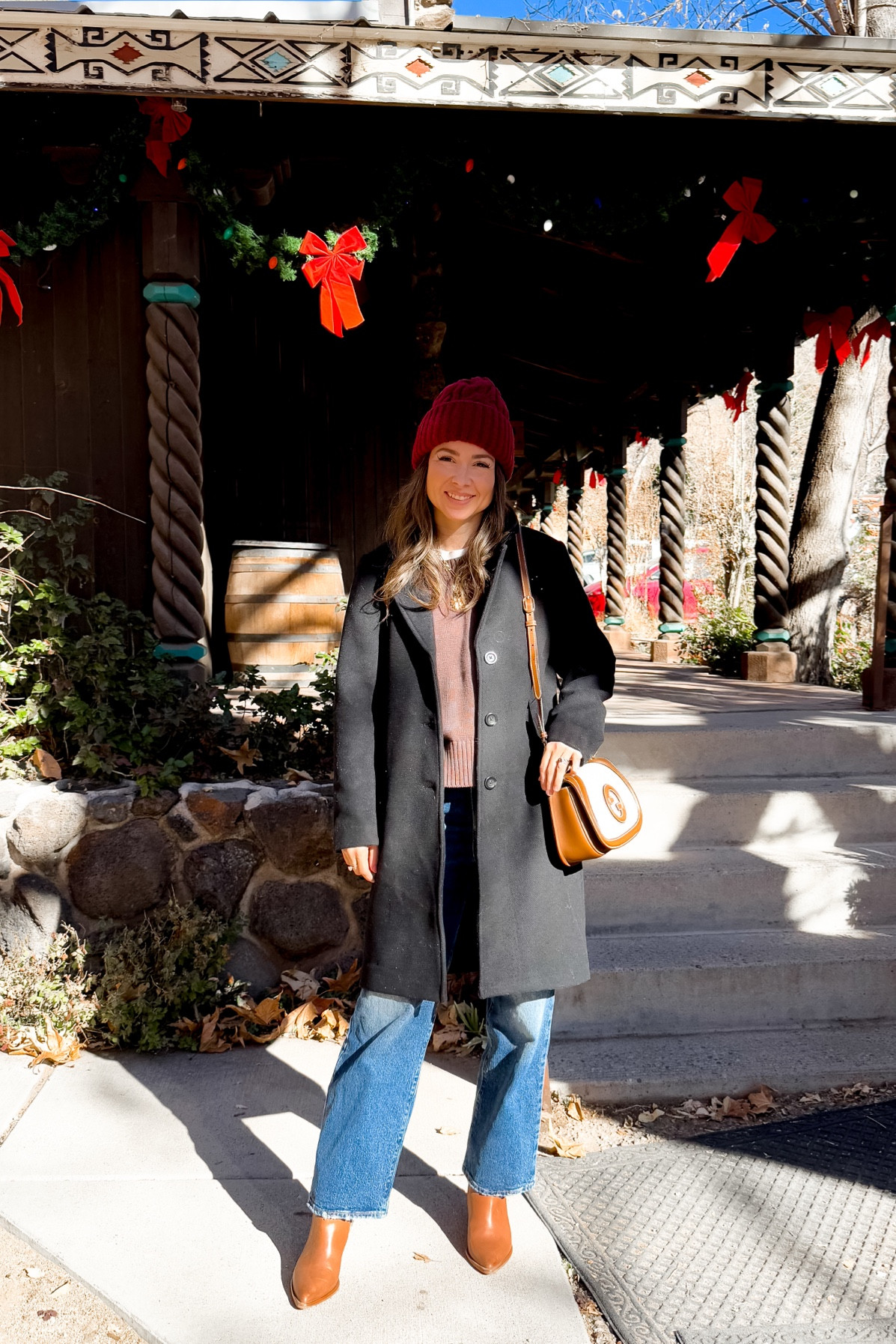 Casual winter outfit. Petite friendly. 

Brown sweater small
Jeans 25x26
Tee xs 
Gucci bag
Beanie in burgundy 

#LTKSeasonal #LTKStyleTip