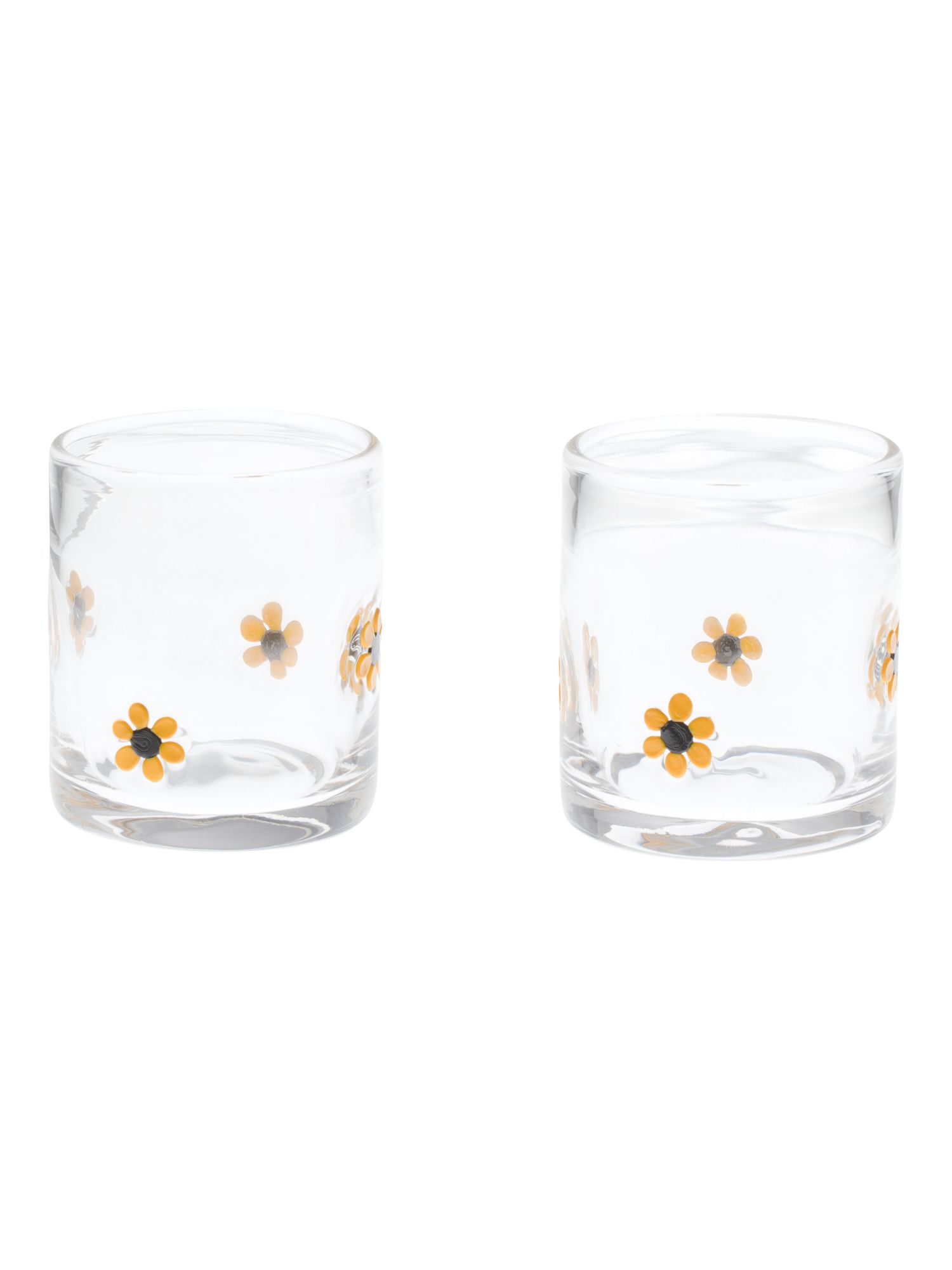 Set Of 2 Lampwork Daisy Double Old-Fashioned Glasses | Marshalls