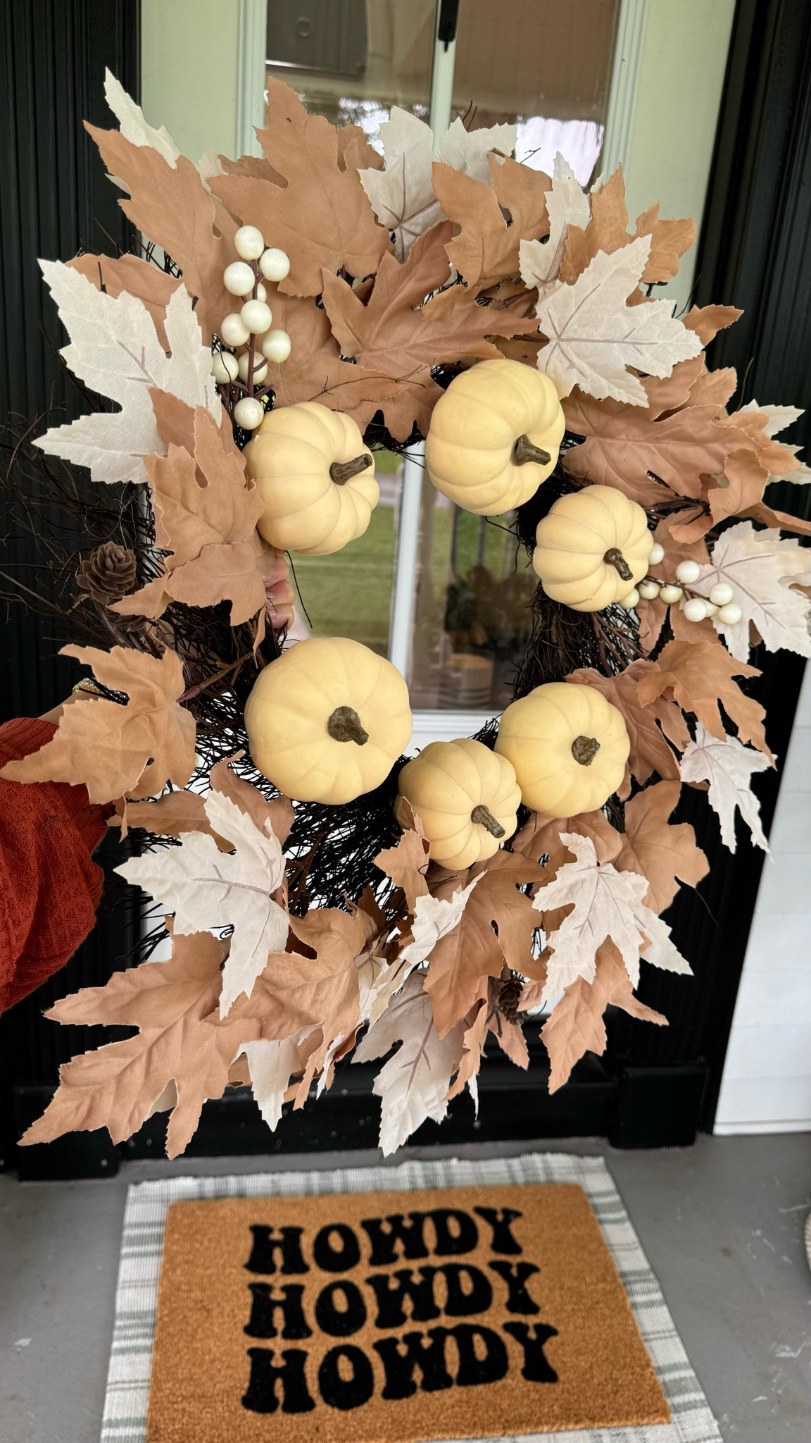 Fall front porch home decor 
Fall pumpkin wreath 
Howdy door mat 

@walmart #walmartplus #walmartpartner 

#LTKFindsUnder50 #LTKHome #LTKSaleAlert