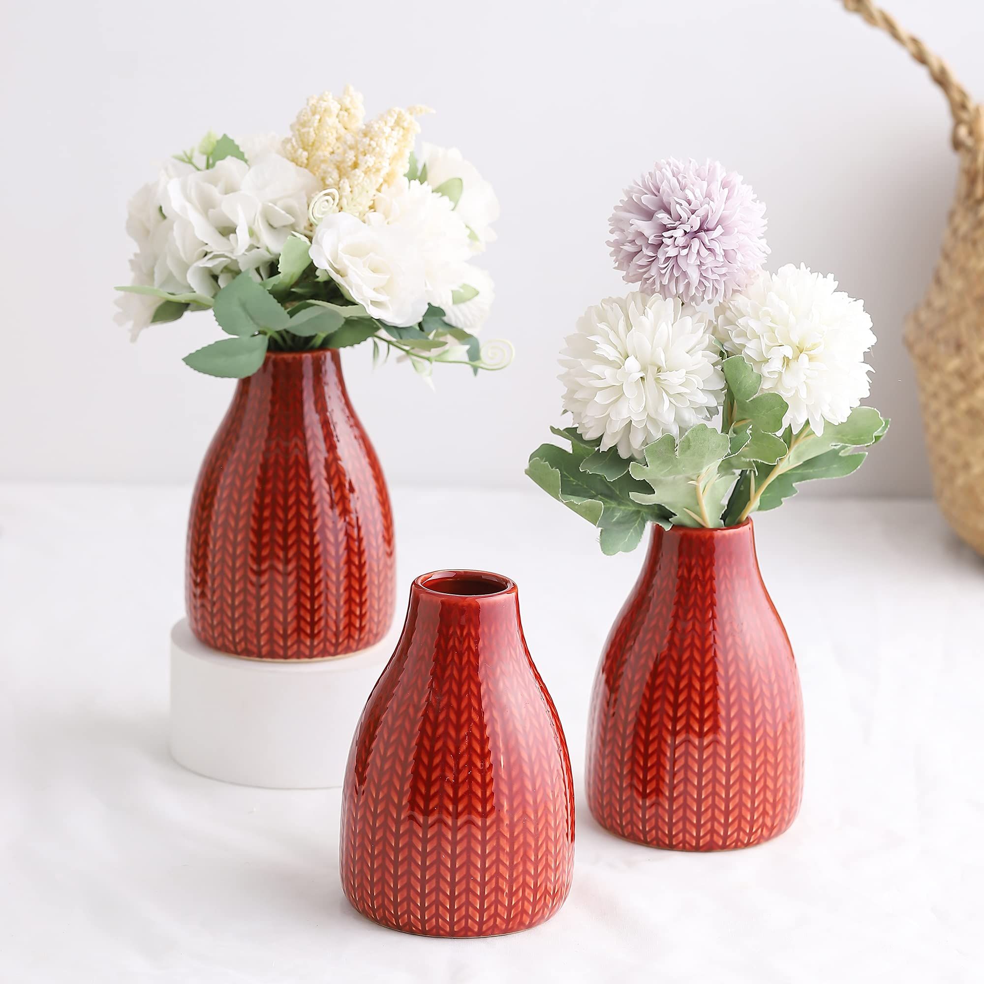 Christmas Red Decor Ceramic Vase Set, Decorative FarmhouseVase for Living Room, Dinning Room, She... | Amazon (US)