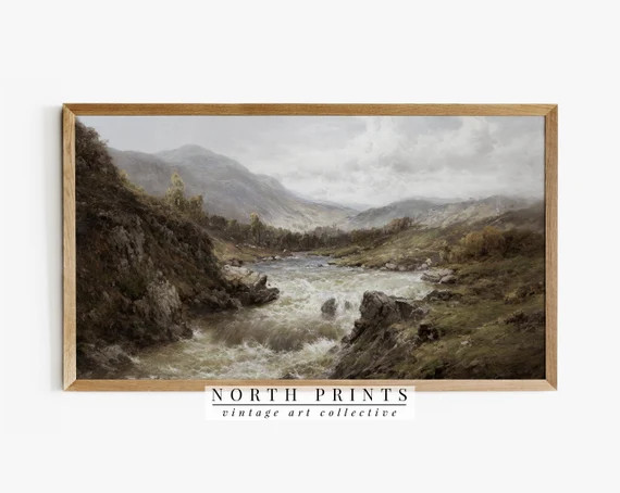 Samsung Frame TV Art  Vintage Rustic Mountain Landscape | Etsy | Etsy (US)