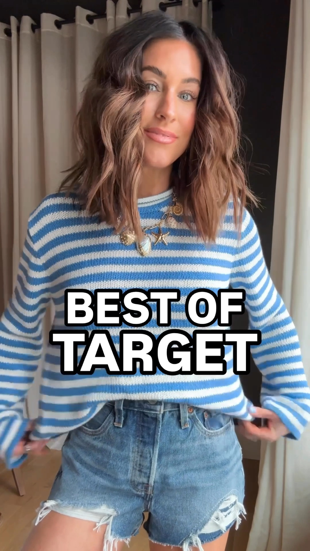 I got so excited trying all of this on, because the quality on these pieces is so, SO good!! 

Sizing 👇🏼
Everything is true to size, but I size up one in the distressed denim shorts. 
Size small: blue striped sweater, open knit tan sweater, striped button down 
Size xs in everything else. 

#LTKTravel #LTKFindsUnder50 #LTKStyleTip