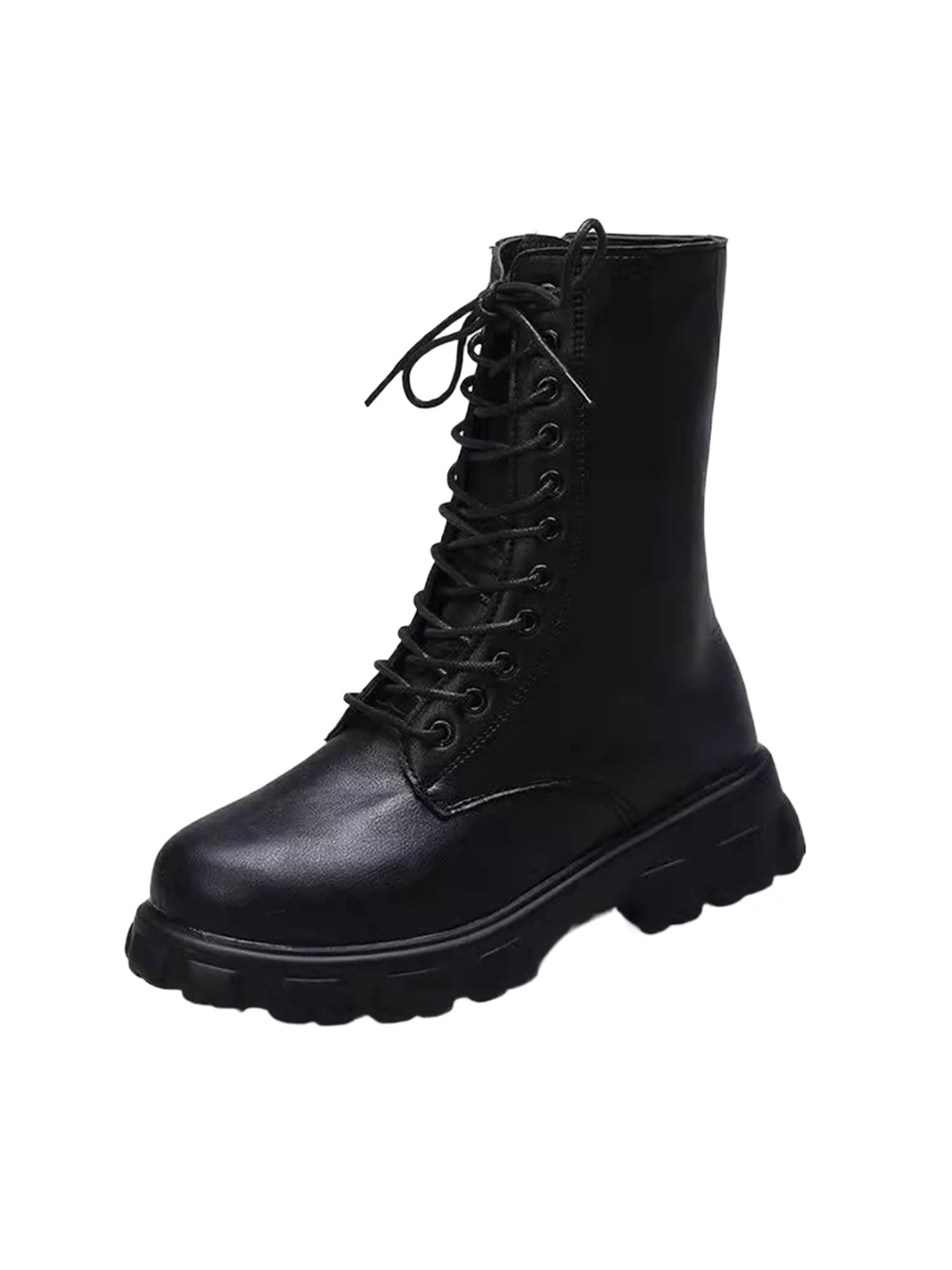 SIMANLAN Black Combat Boots Women Platform Lace-Up Boots Black 7.5 | Walmart (US)
