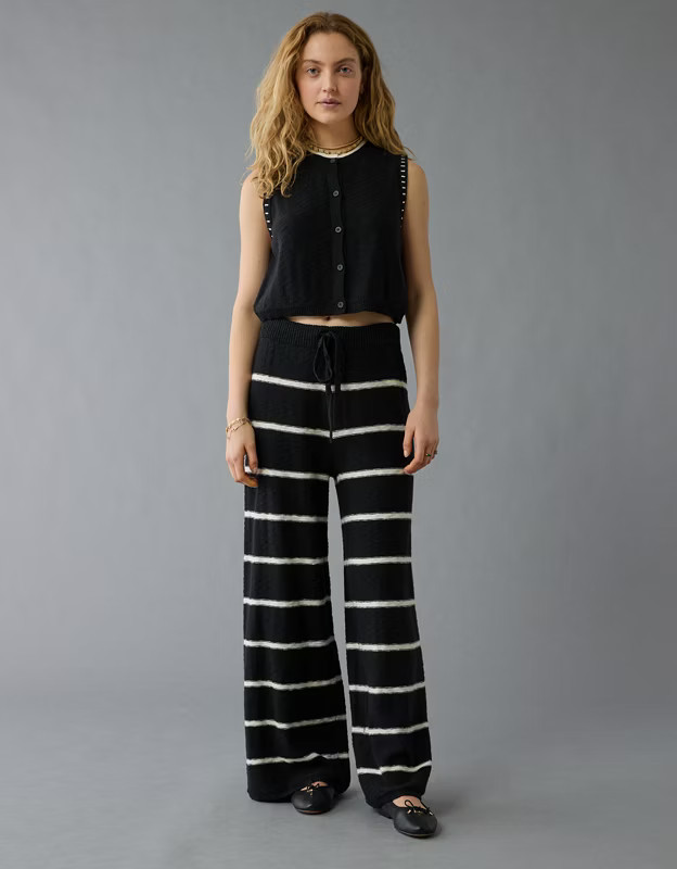 AE Knit Wide-Leg Striped Pant | American Eagle Outfitters (US & CA)