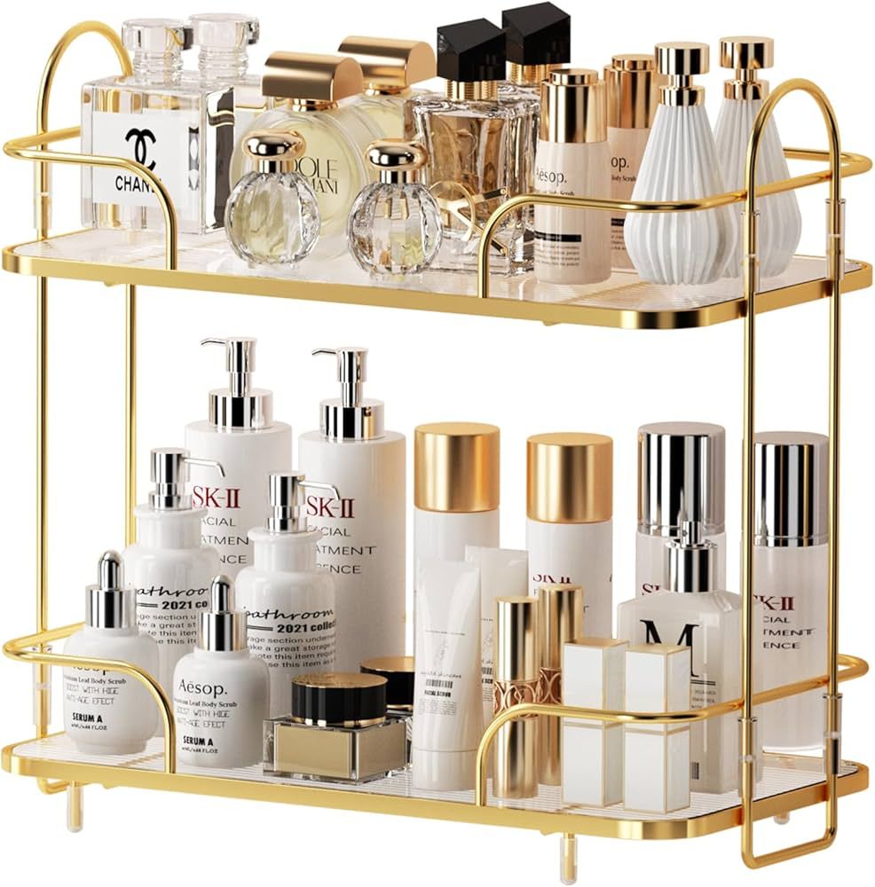 2 Tier Corner Bathroom Counter Organizer, Cosmetic Skincare Organizer, Bathroom Countertop Perfum... | Amazon (US)