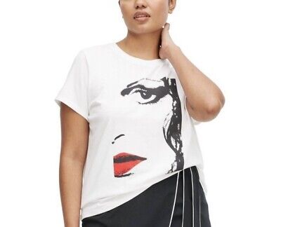 DVF Diane Von Furstenberg x Target Women White Crewneck T-shirt Red Lip Tee MED | eBay US