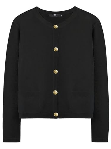 LILLUSORY Women Cardigan Sweaters Fall Outfit Clothes Fashion Cropped Jackets Trendy 2026 Casual Long Sleeve Tops ABlack L | Amazon (US)