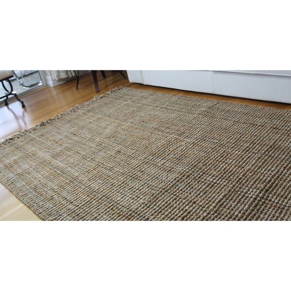 Handspun Boucle Natural Jute Rug With Fringes (8'X10') | Bed Bath & Beyond