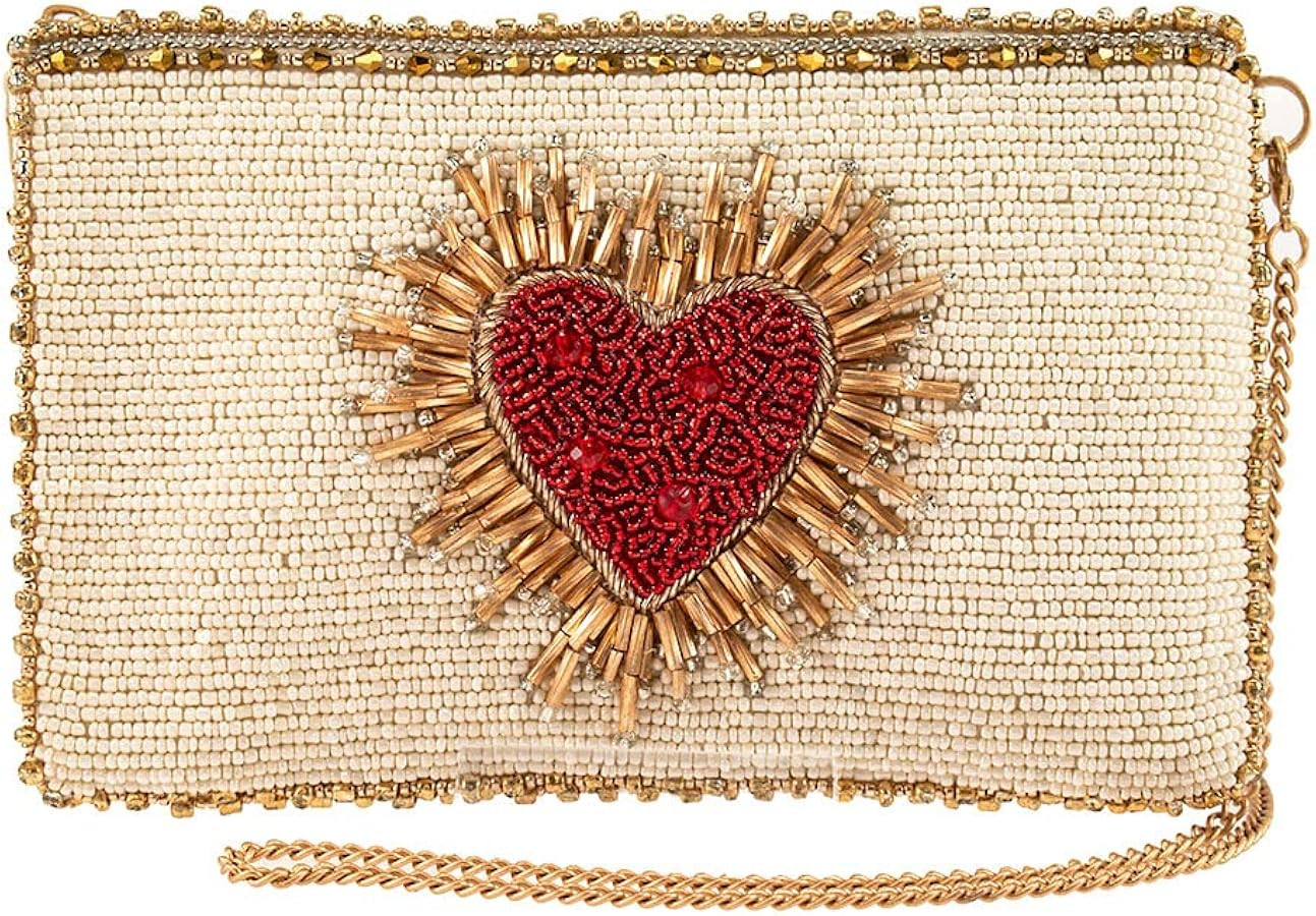 Mary Frances Heart Burst Beaded Crossbody Phone Bag – Heart Design Evening Clutch Purse with Re... | Amazon (US)