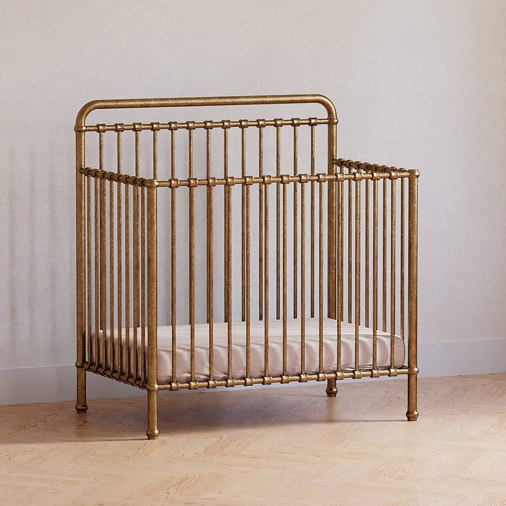 NAMESAKE Winston 4-in-1 Convertible Mini Metal Crib in Vintage Gold, Greenguard Gold Certified | Amazon (US)