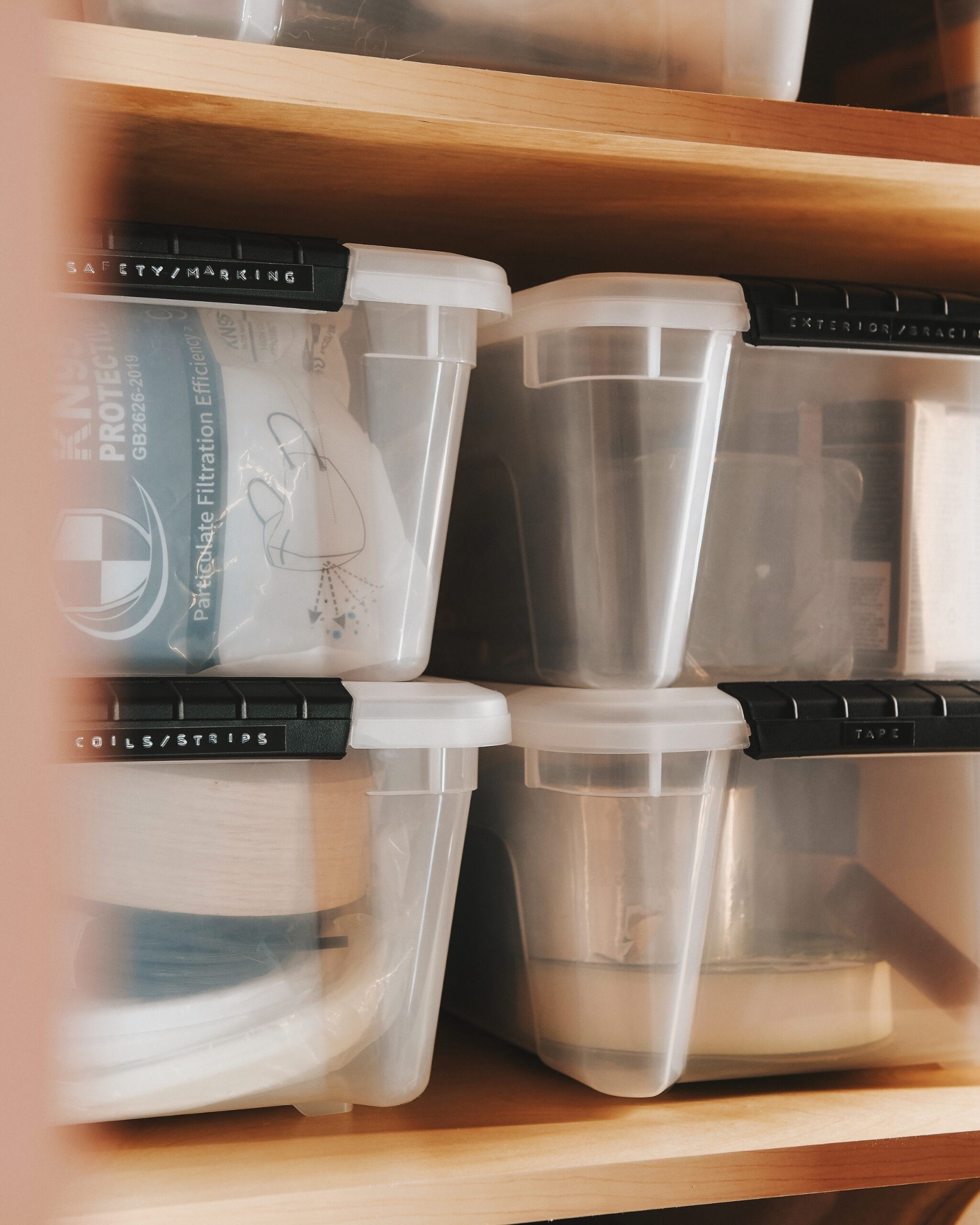 These clear bins with locking lids have the perfect space for a DYMO label on each handle so we know what’s inside 

#LTKHome